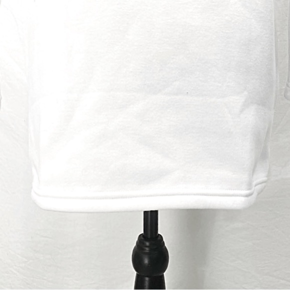 White Zip Up Asymmetrical Front Jacket with Attached Hood Side Pockets NWOT Med - Picture 15 of 16